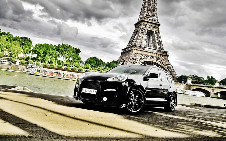 Black Porsche Cayenne Tuning, cars, paris, eifel, picture, sport, HD wallpaper