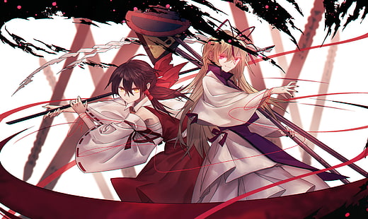 Anime, Touhou, Reimu Hakurei, Yukari Yakumo, HD wallpaper HD wallpaper
