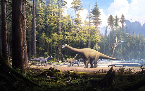 grå dinosaurie, djur, dinosaurie, HD tapet HD wallpaper
