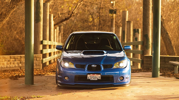 blue car, Subaru, car, HD wallpaper