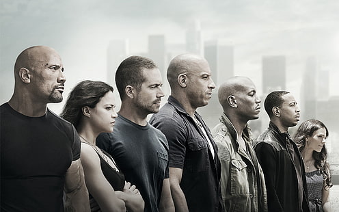 영화 배경 화면, Furious 7, Fast and Furious, Paul Walker, Vin Diesel, Dwayne Johnson, Ludacris, Tyrese Gibson, 영화, HD 배경 화면 HD wallpaper