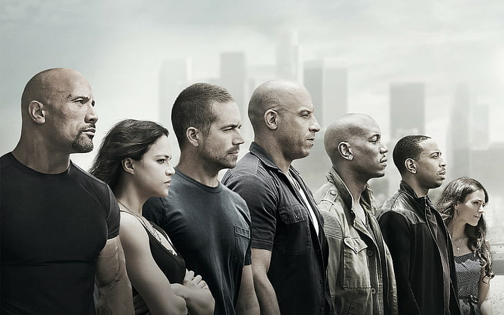 Vin Diesel, filmler, Tyrese Gibson, Dwayne Johnson, Hızlı ve Öfkeli, Öfkeli 7, Paul Walker, Ludacris, HD masaüstü duvar kağıdı