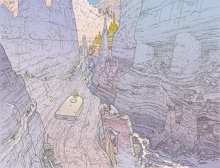 grand canyon illustration, Mœbius, HD wallpaper