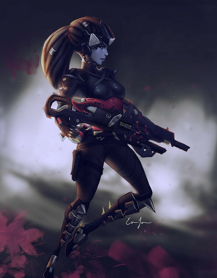 Black Widow (Overwatch), Overwatch, digital art, Widowmaker (Overwatch), artwork, HD wallpaper