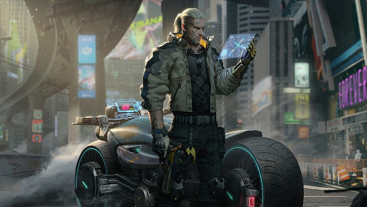 Video Game, Crossover, Cyberpunk 2077, Geralt of Rivia, The Witcher 3: Wild Hunt, HD wallpaper