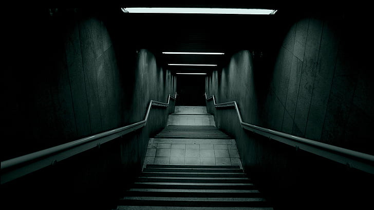 stairs, black, HD wallpaper