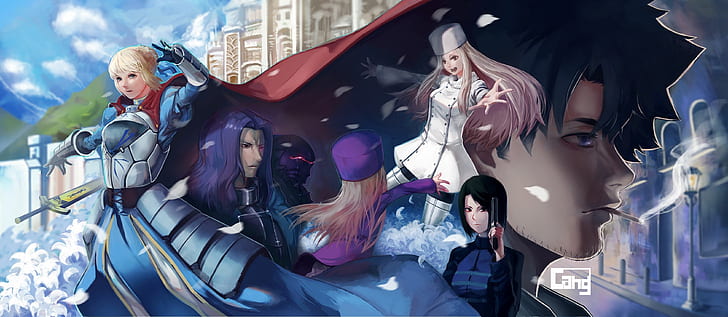Fate Series, FGO, Fate / Zero, garotas anime, cabelo loiro, cabelo violeta, cabelo preto, cabelo grisalho, armadura de fantasia, 2D, arte de fã, cabelo comprido, espada, Arturia Pendragon, Sabre, Kiritsugu Emiya, Illyasviel von Einzbern, Irisvielde Einzbern, Berserker (Destino / Zero), HD papel de parede