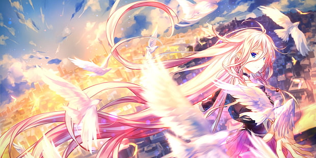 розоволосый аниме персонаж, IA (Vocaloid), аниме, HD обои HD wallpaper