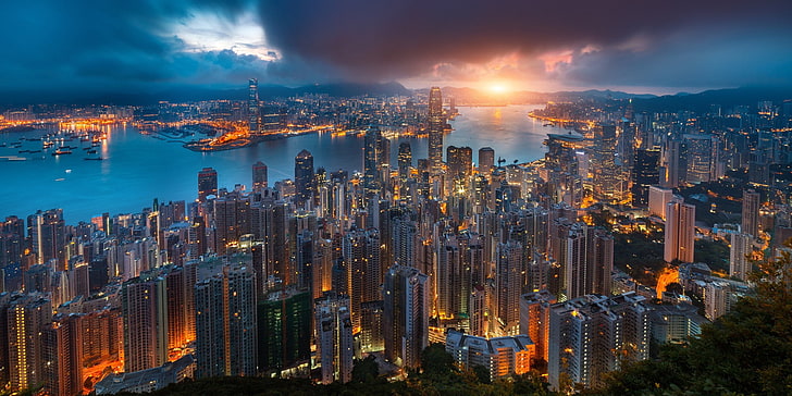 Hong Kong, Victoria Harbour, matin, Fond d'écran HD
