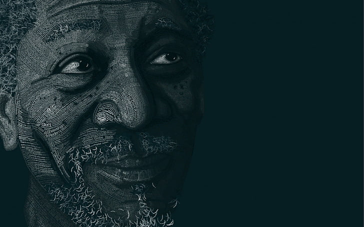 Potret Morgan Freeman, tipografi, Morgan Freeman, potret tipografi, Wallpaper HD
