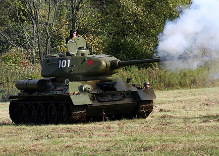 зеленый боевой танк, танк, советский, средний, т-34-85, HD обои HD wallpaper