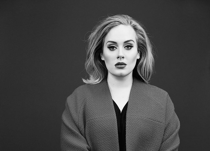 Singers, Adele, Black & White, Blonde, English, Singer, HD wallpaper