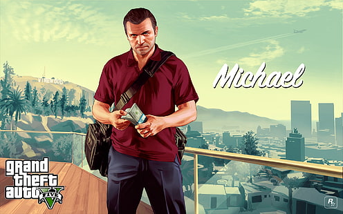 Michael mit Geld GTA V, gta 5, HD-Hintergrundbild HD wallpaper