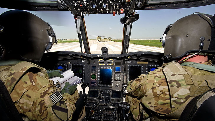 Kampfhubschrauberinnenraum, Armee, Hubschrauber, Cockpit, Flugzeuge, Fahrzeug, Militär, HD-Hintergrundbild