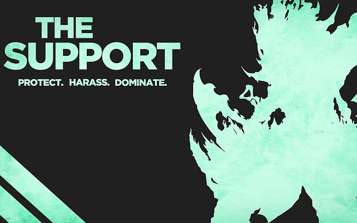 Schwarzer Hintergrund mit dem Support-Text-Overlay, League of Legends, Thresh, Unterstützer, HD-Hintergrundbild