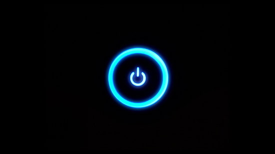 néon bleu, lumière, cercle, bouton, néon, puissance, graphiques, bleu électrique, effets spéciaux, Fond d'écran HD HD wallpaper
