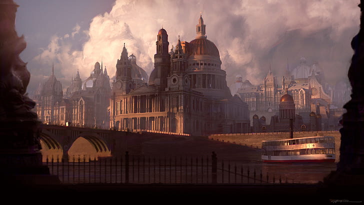 Fantasie, Stadt, Gebäude, Kuppel, viktorianisch, HD-Hintergrundbild