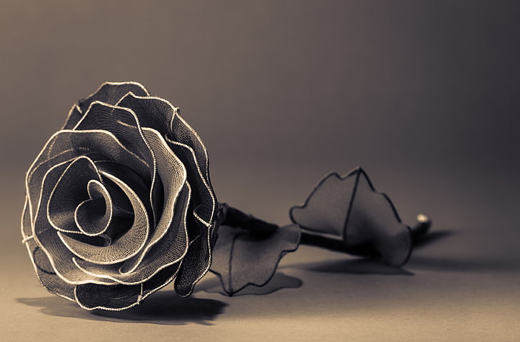 gray flower decoration, flowers, background, widescreen, black and white, Wallpaper, rose, petals, full screen, HD wallpapers, flower, fullscreen, artificial, HD wallpaper