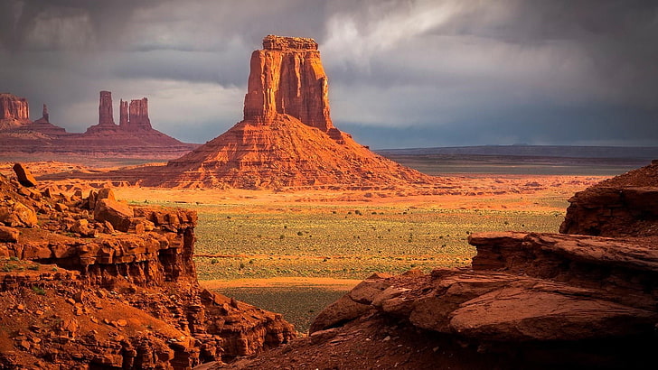 Butte, Badlands, niebo, Monument Valley, punkt orientacyjny, pustynia, park plemienny, Monument Valley park plemienny, skała, tworzenie, chmura, skarpa, Navajo, USA, Stany Zjednoczone, Tapety HD