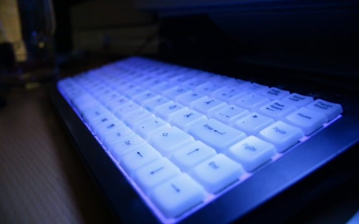 clavier d'ordinateur blanc, clavier, rétro-éclairage, touches, Fond d'écran HD