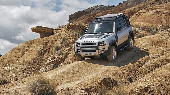 Land Rover, défenseur, voiture, véhicule, SUV, tout terrain, 4x4, désert, Fond d'écran HD HD wallpaper