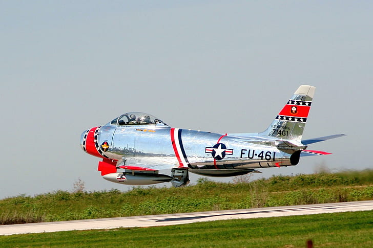 Go Low!, grey and red plane picture, north, saber, skimming, american, f-86, aircraft planes, HD wallpaper