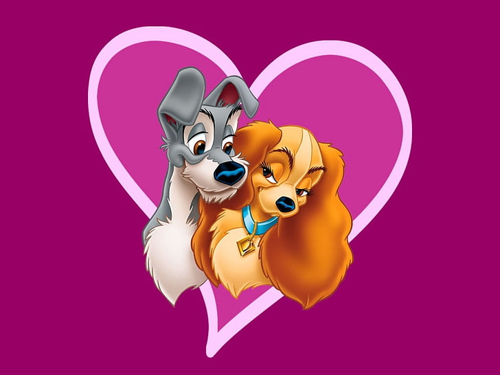 Lady And The Tramp, Wallpaper Lady and The Tramp, Kartun,, cinta, anjing, Wallpaper HD