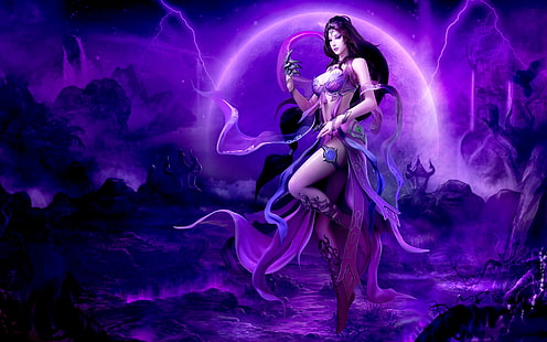 Fantasy, Women Warrior, Girl, Purple, Woman, HD tapet HD wallpaper