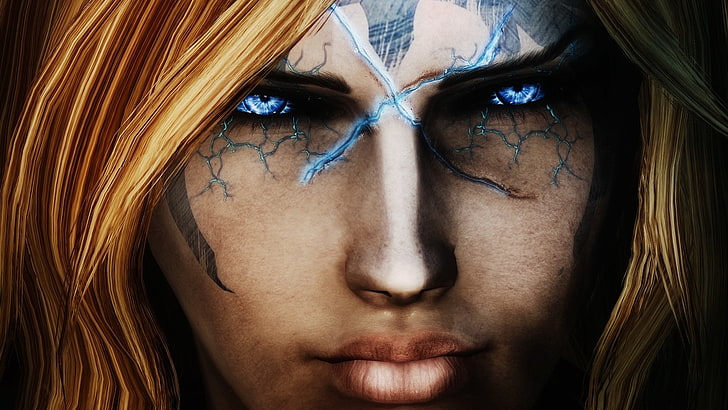 The Elder Scrolls V: Skyrim, wizard, blue eyes, HD wallpaper