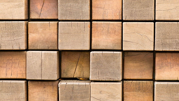 superfície de ladrilho marrom e cinza, madeira, HD papel de parede
