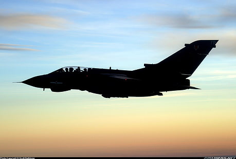 Panavia Tornado, myśliwiec odrzutowy, samolot, samolot, niebo, sylwetka, samolot wojskowy, pojazd, Tapety HD HD wallpaper