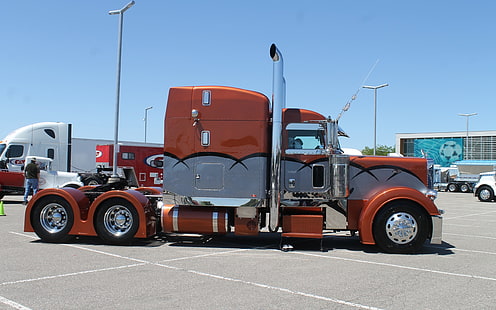 camión volquete rojo y negro, camión, vehículo, Fondo de pantalla HD HD wallpaper