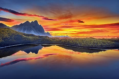 พระอาทิตย์ขึ้นไอซ์แลนด์ Vestrahorn, วอลล์เปเปอร์ HD HD wallpaper