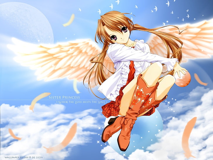 anime, anime girls, wings, Sister Princess, HD wallpaper