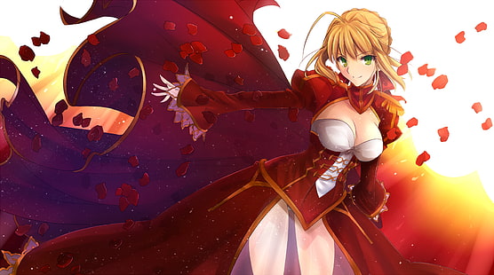 Fate Series, Fate / Extra, Red Sabre, HD тапет HD wallpaper