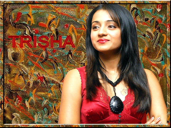 Bella Trisha, illustrazione di Trisha, celebrità femminili, Trisha Krishnan, bellissima, attrice, rossa, vestito, Sfondo HD