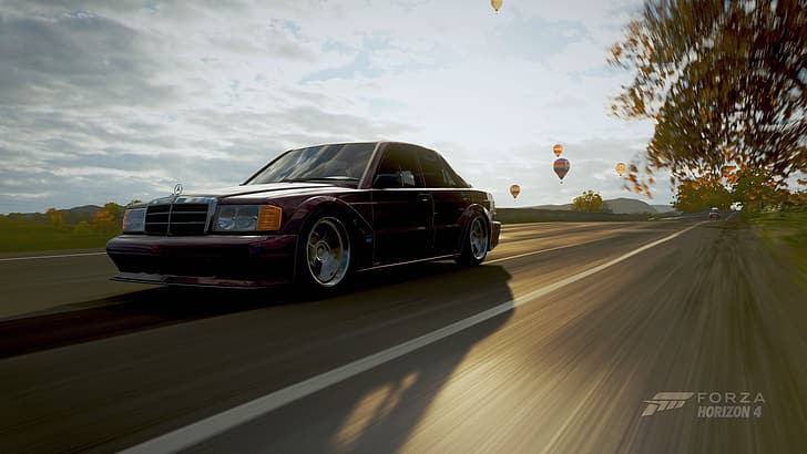Mercedes 190E 2.5-16, RedVelvet, Sky (Spiel), Auto, Forza Horizon 4, HD-Hintergrundbild