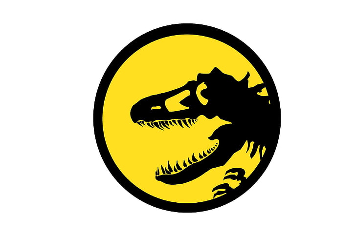 Jurassic Park logo, logotipo, preto, amarelo, perigo, dinossauro, HD papel de parede