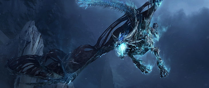 fondo de pantalla digital azul wyvern, dragón, arte de fantasía, World of Warcraft, videojuegos, Fondo de pantalla HD