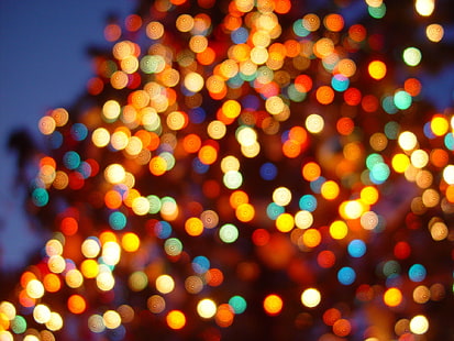 Święta, Boże Narodzenie, Bokeh, Lampki choinkowe, Tapety HD HD wallpaper