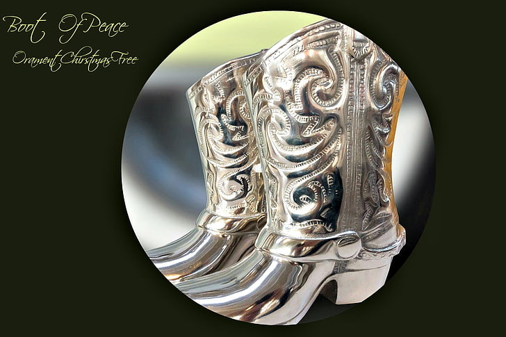Silber Dekoration Cowboys Stiefel, Stiefel, Cowboys, Weihnachten, Silber, Dekoration, Frieden, HD-Hintergrundbild