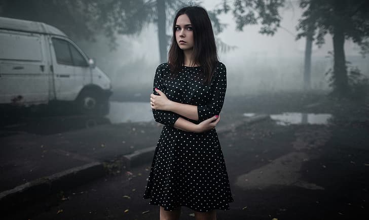 look, fog, Girl, dress, Andrey Frolov, GAZelle, HD wallpaper
