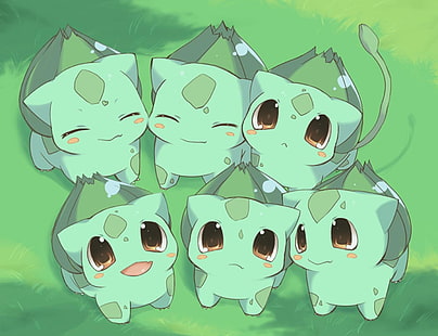 sześć ilustracji postaci Pokemonów, Pokémon, Bulbasaur, Tapety HD HD wallpaper