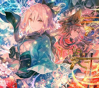 Oda Nobunaga (Fate/Grand Order), Okita Souji, Saber, seria Fate, Fate/Grand Order, Tapety HD HD wallpaper