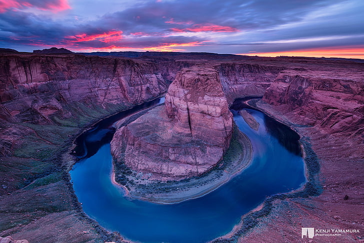 Sonnenuntergang, Fluss, Dal, Canyon, Antelope Canyon, Fotograf, Hufeisen, Kenji Yamamura, Hufeisen, HD-Hintergrundbild