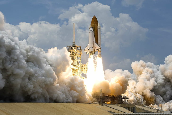 foguete, lançamento de foguete, fumaça, ônibus espacial, viagem espacial, decolar, HD papel de parede