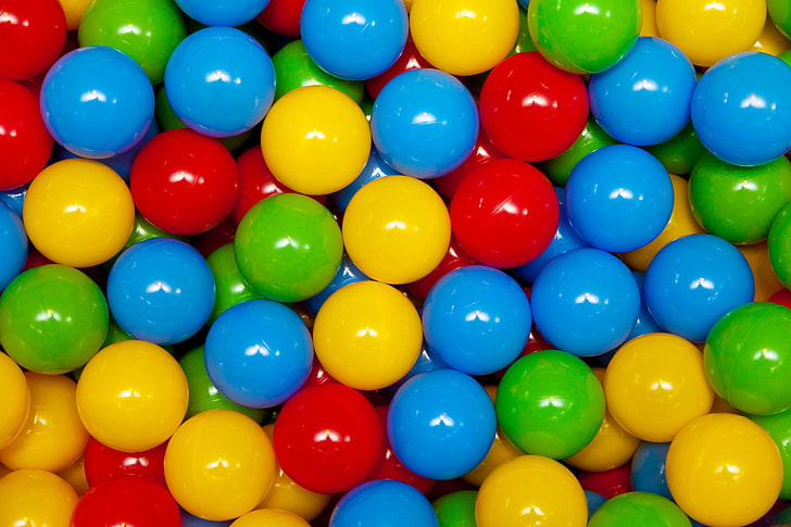 assorted-color ball pits, balls, color, the volume, plastic, HD wallpaper