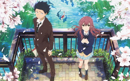 Mann und Frau Zeichentrickfiguren Tapete, Anime, Koe No Katachi, Shouko Nishimiya, Shouya Ishida, HD-Hintergrundbild HD wallpaper