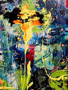 lukisan abstrak, cat, noda, beraneka warna, abstrak, Wallpaper HD HD wallpaper