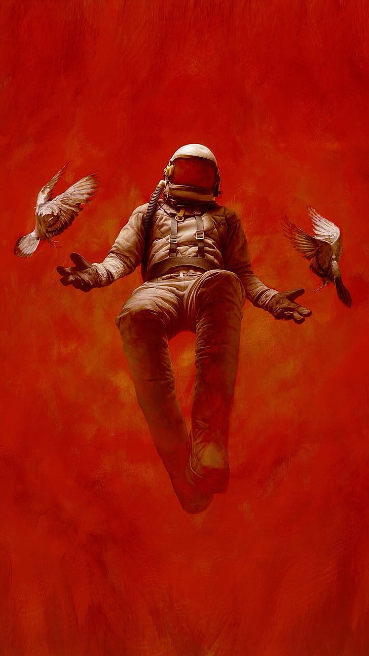 painting, dove, astronaut, science fiction, HD wallpaper